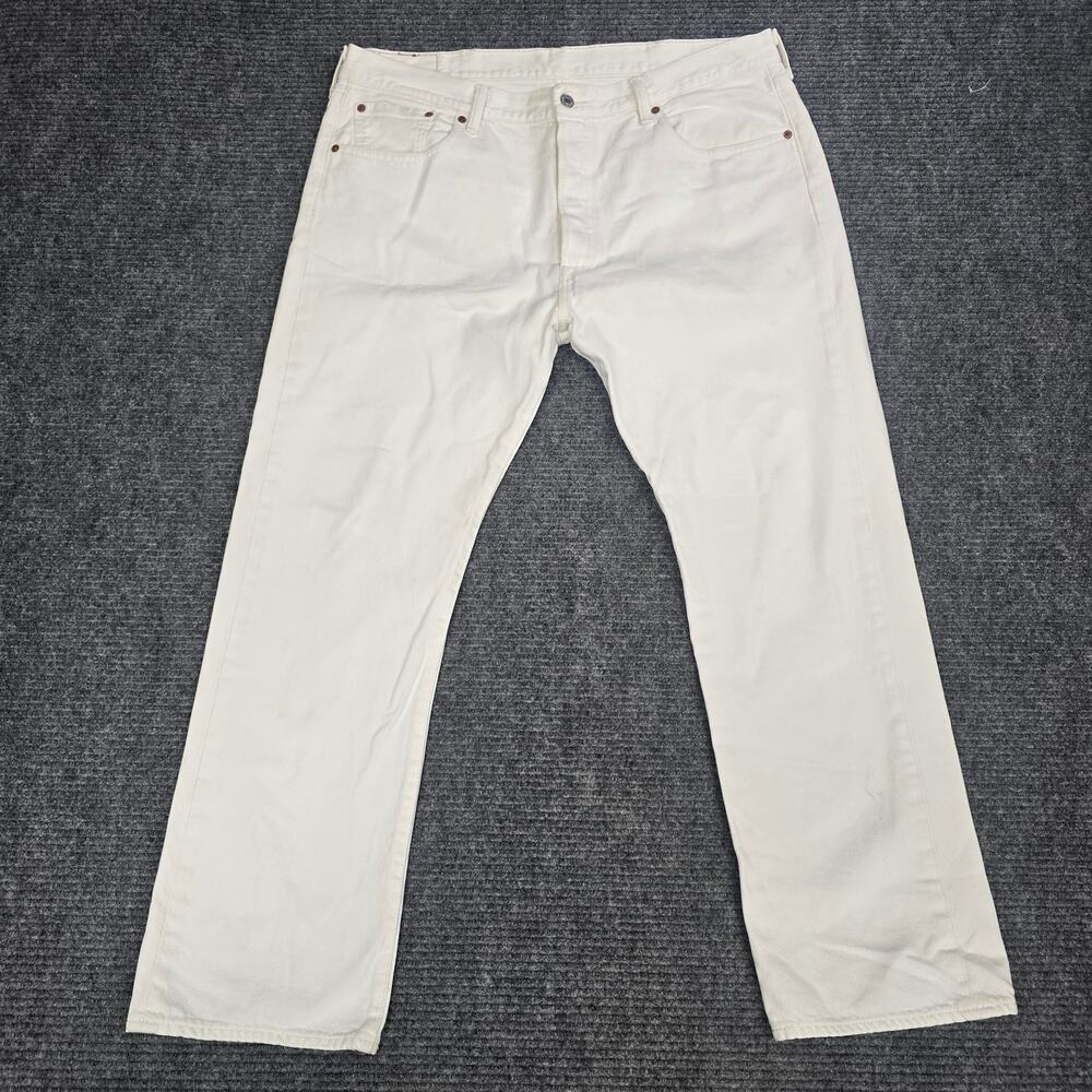 Levi's 501 Jeans Mens 38x30 White Straight Leg Button Fly 100% Cotton
